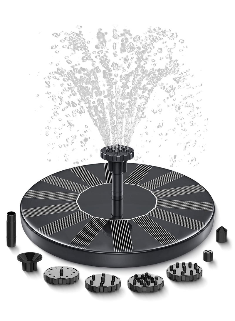 مضخة نافورة شمسية 2.5 واط مع 6 رؤوس رشاش، نافورة حمام الطيور الشمسية للحدائق، البرك، حمامات السباحة، أحواض السمك والاستخدامات الخارجية – نافورة مائية شمسية فعالة مع ارتفاعات رشاش قابلة للتعديل - Image 1
